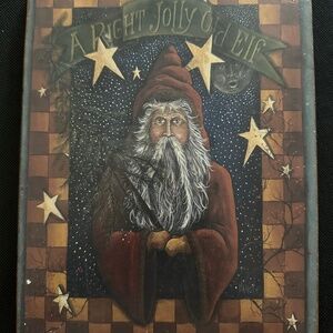 David Harden Folk Art Wooden Hanger Santa Elf